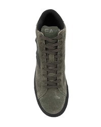 olivgrüne hohe Sneakers aus Wildleder von Ea7 Emporio Armani