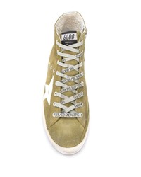 olivgrüne hohe Sneakers aus Wildleder von Golden Goose