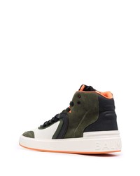 olivgrüne hohe Sneakers aus Wildleder von Balmain