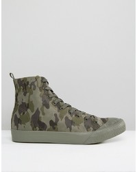 olivgrüne hohe Sneakers aus Wildleder von Asos