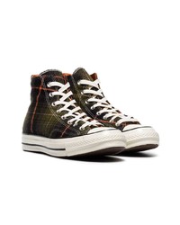 olivgrüne hohe Sneakers mit Schottenmuster von Converse