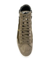 olivgrüne hohe Sneakers mit Schottenmuster von Burberry