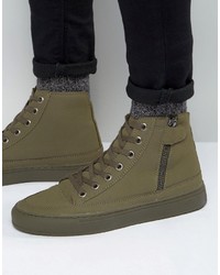 olivgrüne hohe Sneakers von Asos