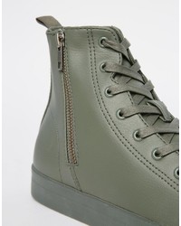 olivgrüne hohe Sneakers von Asos