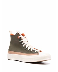 olivgrüne hohe Sneakers von Converse