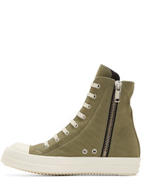 olivgrüne hohe Sneakers von Rick Owens