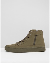 olivgrüne hohe Sneakers von Asos