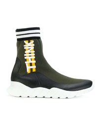 olivgrüne hohe Sneakers von Fendi