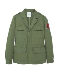 olivgrüne horizontal gestreifte Jacke von Mango