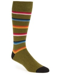 olivgrüne horizontal gestreifte Socken