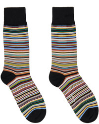 olivgrüne horizontal gestreifte Socken von Paul Smith