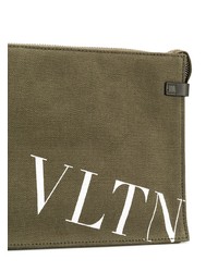 olivgrüne Leder Clutch Handtasche von Valentino