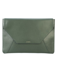 olivgrüne Leder Clutch von Senreve