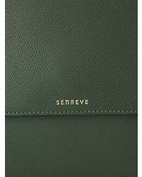 olivgrüne Leder Clutch von Senreve