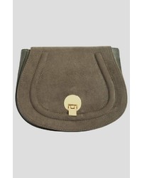 olivgrüne Leder Clutch von ORSAY