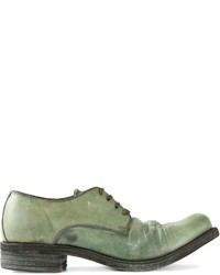 olivgrüne Leder Derby Schuhe von A Diciannoveventitre