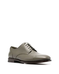 olivgrüne Leder Derby Schuhe von Ferragamo