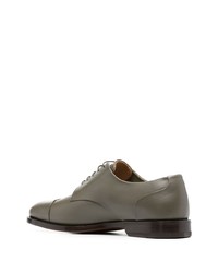 olivgrüne Leder Derby Schuhe von Ferragamo