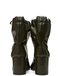 olivgrüne Leder mittelalte Stiefel von Maison Margiela