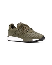 olivgrüne Leder niedrige Sneakers von New Balance