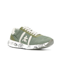 olivgrüne Leder niedrige Sneakers von White Premiata