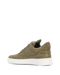 olivgrüne Leder niedrige Sneakers von Filling Pieces