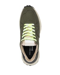 olivgrüne Leder niedrige Sneakers von Philippe Model Paris