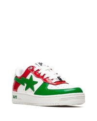 olivgrüne Leder niedrige Sneakers von A Bathing Ape