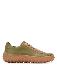 olivgrüne Leder niedrige Sneakers von CamperLab