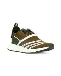 olivgrüne Leder niedrige Sneakers von Adidas By White Mountaineering