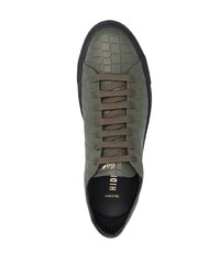 olivgrüne Leder niedrige Sneakers von Hide&Jack