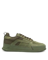 olivgrüne Leder niedrige Sneakers von DSQUARED2
