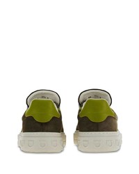 olivgrüne Leder niedrige Sneakers von Ferragamo