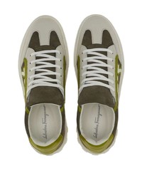 olivgrüne Leder niedrige Sneakers von Ferragamo