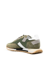 olivgrüne Leder niedrige Sneakers von Ghoud