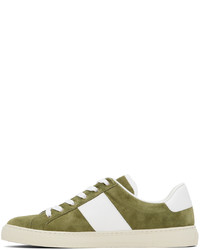 olivgrüne Leder niedrige Sneakers von Paul Smith