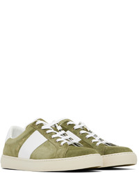 olivgrüne Leder niedrige Sneakers von Paul Smith