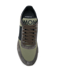 olivgrüne Leder niedrige Sneakers von Moncler