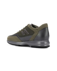 olivgrüne Leder niedrige Sneakers von Hogan