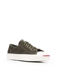 olivgrüne Leder niedrige Sneakers von Converse