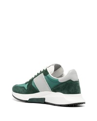 olivgrüne Leder niedrige Sneakers von Tom Ford