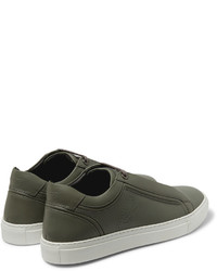 olivgrüne Leder niedrige Sneakers von Brioni