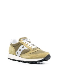 olivgrüne Leder niedrige Sneakers von Saucony