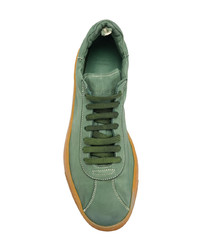 olivgrüne Leder niedrige Sneakers von Officine Creative