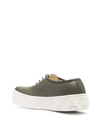 olivgrüne Leder niedrige Sneakers von Marni