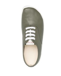 olivgrüne Leder niedrige Sneakers von Marni