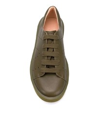 olivgrüne Leder niedrige Sneakers von Camper