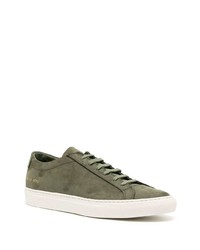 olivgrüne Leder niedrige Sneakers von Common Projects