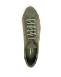 olivgrüne Leder niedrige Sneakers von Common Projects