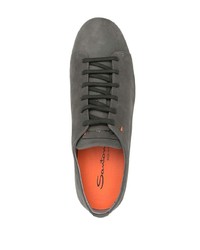 olivgrüne Leder niedrige Sneakers von Santoni